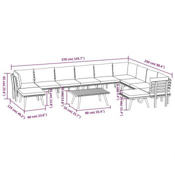 12-tlg. Garten-Lounge-Set mit Kissen Massivholz Akazie