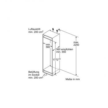 Bosch KIV86VFE1 Serie 4 Einbau Kühl-Gefrierkombination mit Gefrierbereich, Nischenhöhe: 177,5cm, Festtür, 54,cm breit, 267 l, VitaFresh XXL