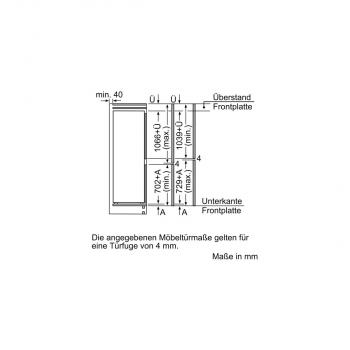 Bosch KIV86VFE1 Serie 4 Einbau Kühl-Gefrierkombination mit Gefrierbereich, Nischenhöhe: 177,5cm, Festtür, 54,cm breit, 267 l, VitaFresh XXL