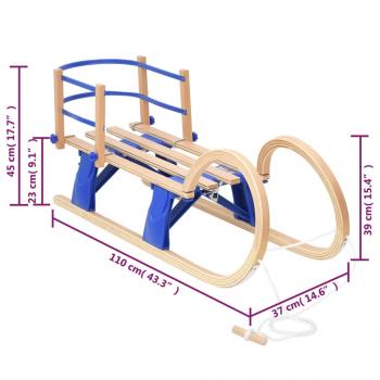 Klappschlitten mit Rückenlehne 110 cm Sperrholz