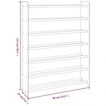 Schuhregal Grau 90x24x117 cm Holzwerkstoff