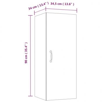  Wandschrank Hochglanz-Weiß 34,5x34x90 cm Holzwerkstoff