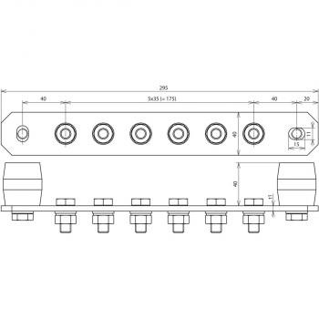 Dehn Potentialausgleichsschiene, 295x40x5mm, 39kA (472207)