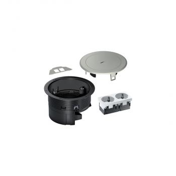 ARDEBO.de Hager BSR02D02 Installationsdose R02, 2x SCHUKO, Keystone Typ 01 2-f, Metall Tubus silber