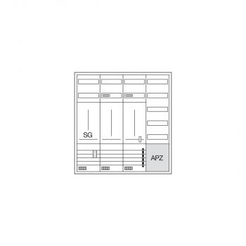 Hager ZB341X29 Komplettschrank, univ.Z, 2 ZP., 1 SG, 3P., APZ, VT5, H=1100mm, 4-feldig, ESA