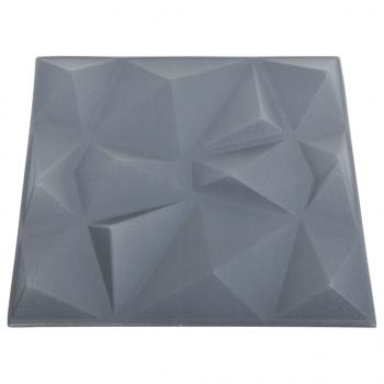 3D-Wandpaneele 48 Stk. 50x50 cm Diamant Grau 12 m²