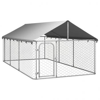 ARDEBO.de - Outdoor-Hundezwinger mit Dach 400x200x150 cm