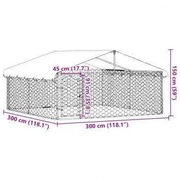 Outdoor-Hundezwinger mit Dach 300x300x150 cm