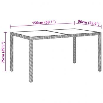 5-tlg. Garten-Essgruppe Poly Rattan und Hartglas Beige