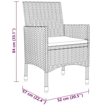 3-tlg. Garten-Essgruppe Poly Rattan Braun