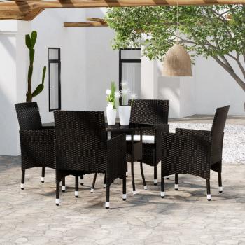 ARDEBO.de - 5-tlg. Garten-Essgruppe Poly Rattan Schwarz