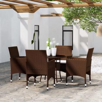 ARDEBO.de - 5-tlg. Garten-Essgruppe Poly Rattan Braun