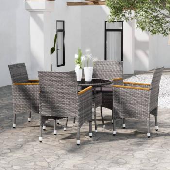 ARDEBO.de - 5-tlg. Garten-Essgruppe Poly Rattan Grau