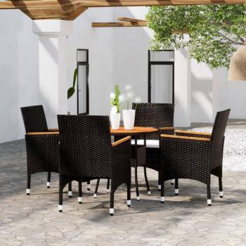 ARDEBO.de - 5-tlg. Garten-Essgruppe Poly Rattan Schwarz