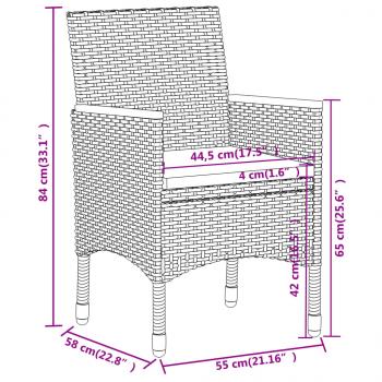 5-tlg. Garten-Essgruppe Poly Rattan Schwarz