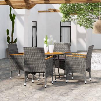 ARDEBO.de - 5-tlg. Garten-Essgruppe Poly Rattan Grau