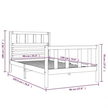 Massivholzbett 90x190 cm