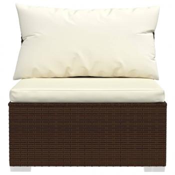 2-tlg. Garten-Lounge-Set mit Kissen Poly Rattan Braun