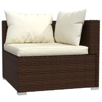 4-tlg. Garten-Lounge-Set mit Auflagen Poly Rattan Braun