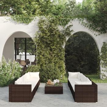 ARDEBO.de - 9-tlg. Garten-Lounge-Set mit Kissen Poly Rattan Braun