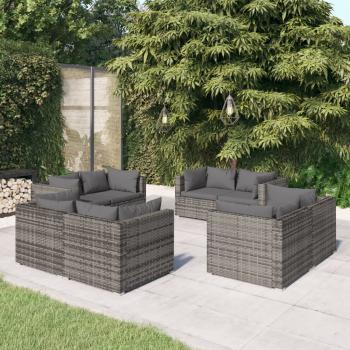 ARDEBO.de - 8-tlg. Garten-Lounge-Set mit Kissen Poly Rattan Grau