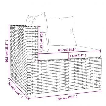 4-tlg. Garten-Lounge-Set mit Kissen Poly Rattan Grau