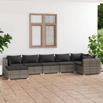 ARDEBO.de - 7-tlg. Garten-Lounge-Set mit Kissen Poly Rattan Grau