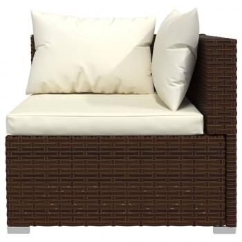 5-tlg. Garten-Lounge-Set mit Kissen Poly Rattan Braun