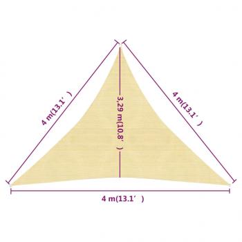 Sonnensegel 160 g/m² Beige 4x4x4 m HDPE