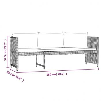 6-tlg. Garten-Lounge-Set mit Kissen Poly Rattan Grau