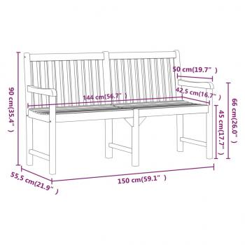 Gartenbank 150 cm Massivholz Akazie