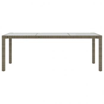 Gartentisch Grau 190x90x75 cm Hartglas und Poly Rattan