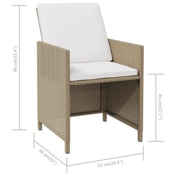 Gartenstühle mit Kissen 4 Stk. Poly Rattan Beige