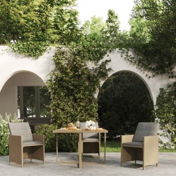 ARDEBO.de - Gartentisch Beige 109x107x74 cm Poly Rattan & Massivholz Akazie