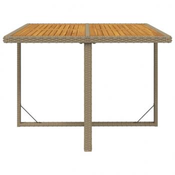 Gartentisch Beige 109x107x74 cm Poly Rattan & Massivholz Akazie