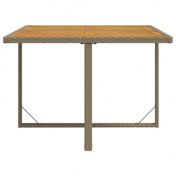 Gartentisch Beige 109x107x74 cm Poly Rattan & Massivholz Akazie