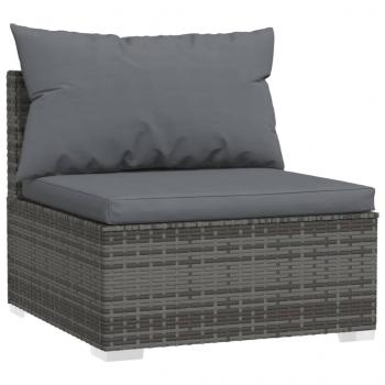 4-tlg. Garten-Lounge-Set mit Kissen Grau Poly Rattan