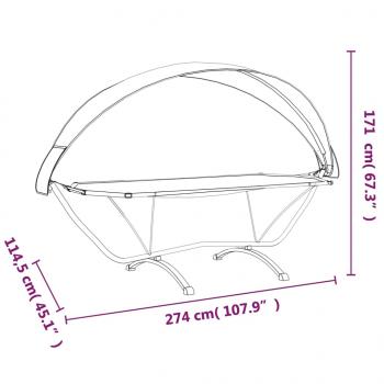 Outdoor-Loungebett mit Dach Grau Stahl und Oxford-Stoff