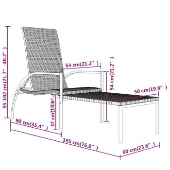 Sonnenliege mit Fußhocker PE-Rattan Schwarz