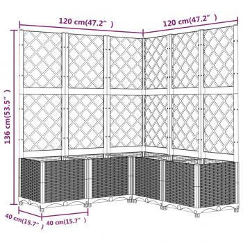 Pflanzkübel mit Rankgitter Dunkelgrau 120x120x136 cm PP