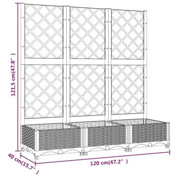 Pflanzkübel mit Rankgitter Braun 120x40x121,5 cm PP