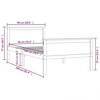 Massivholzbett Kiefer 90x200 cm