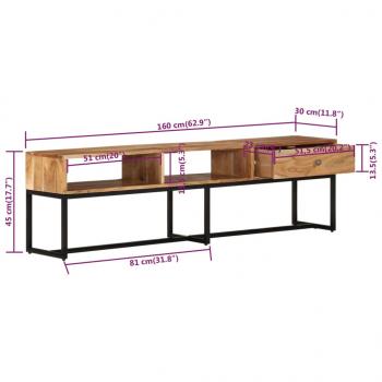 TV-Schrank 160x30x45 cm Massivholz Akazie 