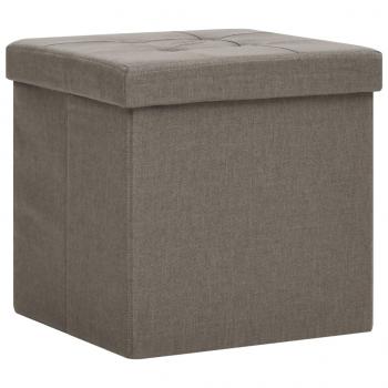 Hocker mit Stauraum Taupe Leinenoptik