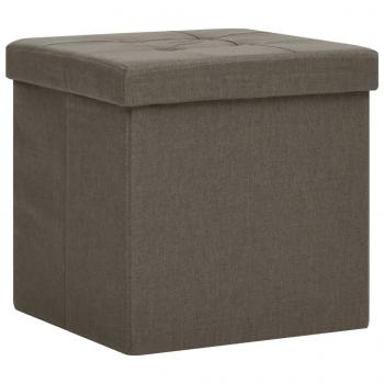 Hocker mit Stauraum 2 Stk. Braun Leinenoptik