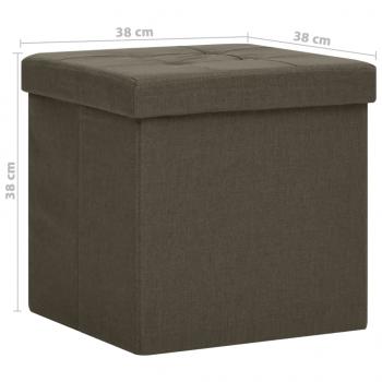 Hocker mit Stauraum 2 Stk. Dunkelbraun Leinenoptik