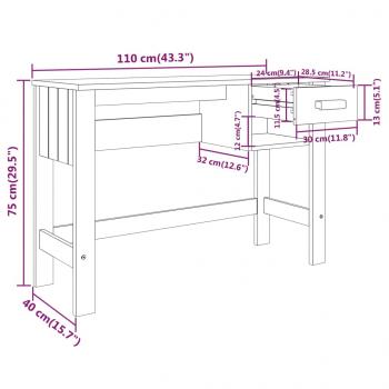 Schreibtisch HAMAR Hellgrau 110x40x75 cm Massivholz Kiefer