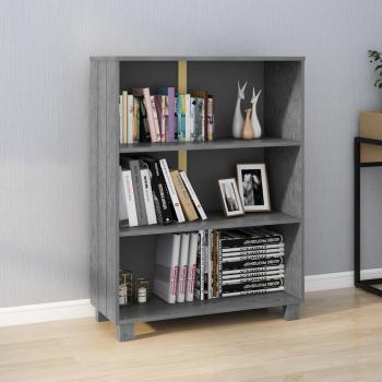 ARDEBO.de - Bücherschrank HAMAR Dunkelgrau 85x35x112 cm Massivholz Kiefer