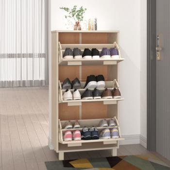 Schuhschrank HAMAR Honigbraun 59,5x35x117 cm Massivholz Kiefer