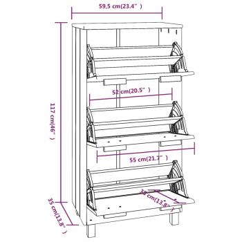 Schuhschrank HAMAR Dunkelgrau 59,5x35x117 cm Massivholz Kiefer